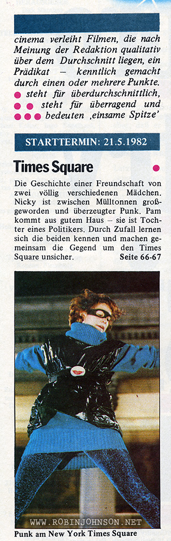 Times Square gets one dot in Cinema No 6, June 1982, p 8